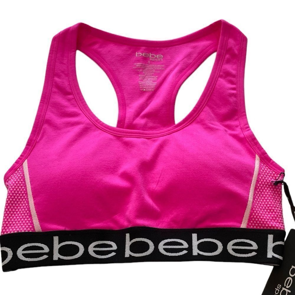 BEBE HOT PINK SPORTS BRA, Small